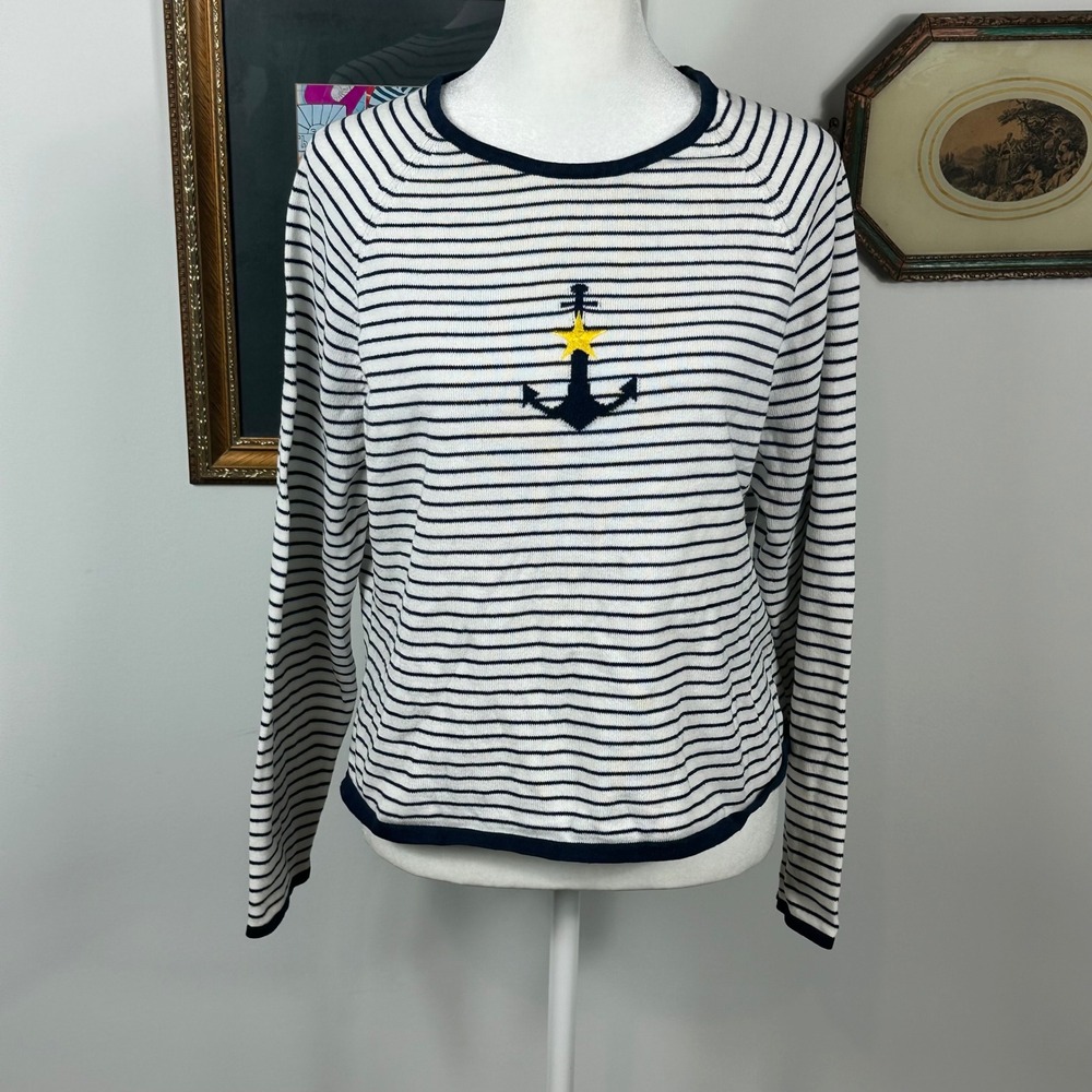 Norton Studio Navy & White Striped Sweater - SIZE M Nautical Summer